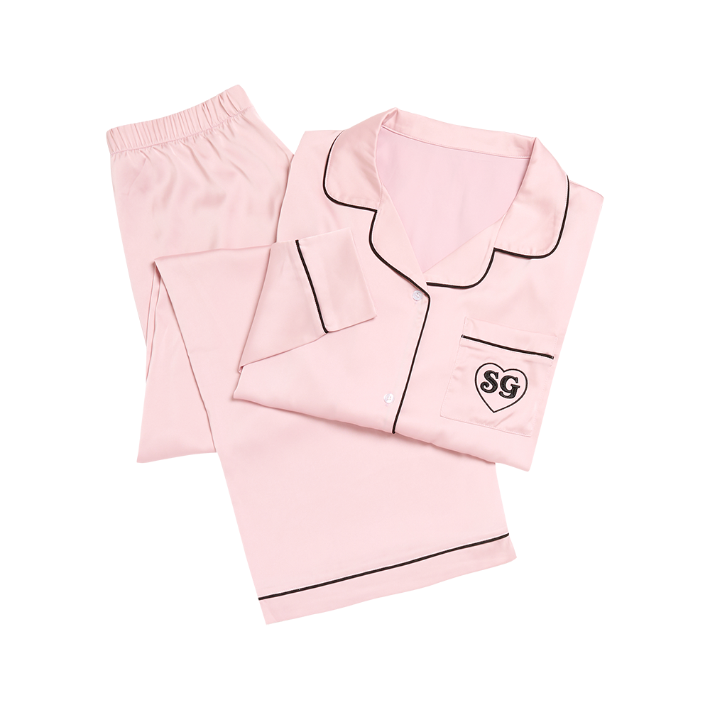 Pink Satin SG Heart Pajama Set