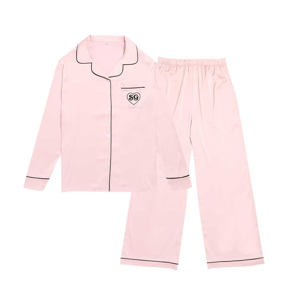 Pink Satin SG Heart Pajama Set