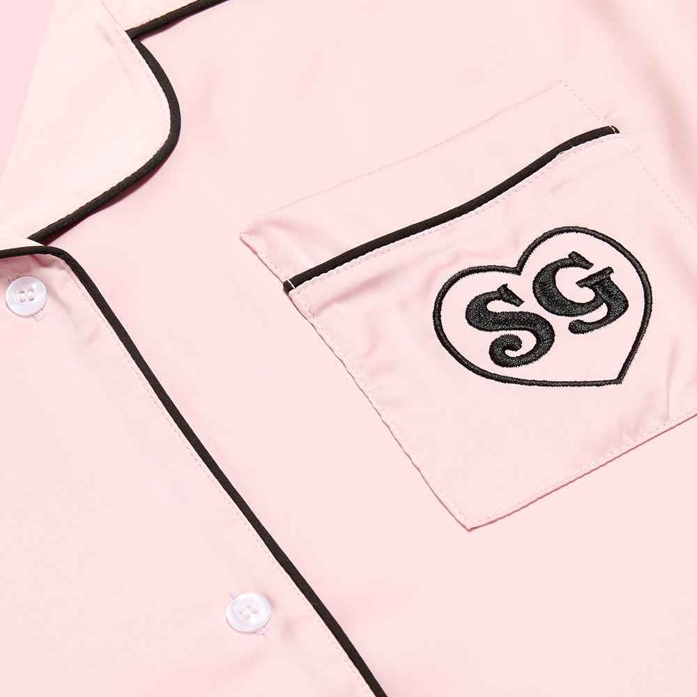 Pink Satin SG Heart Pajama Set