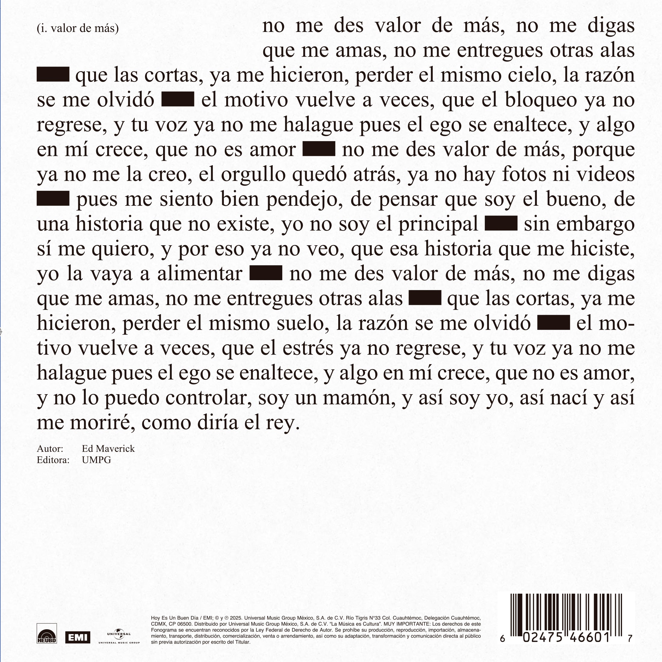 valor de más (vinilo negro 7")