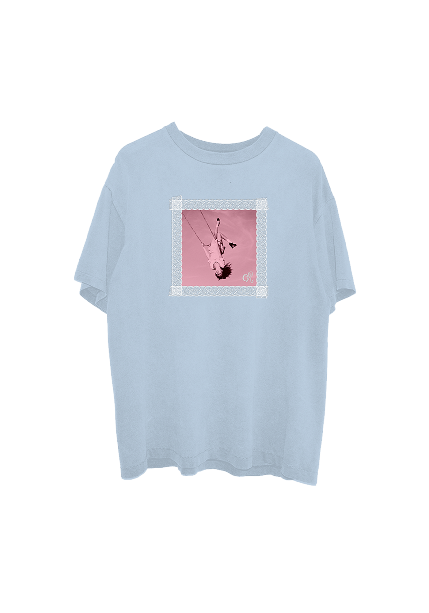 lace album cover oversized blue t-shirt